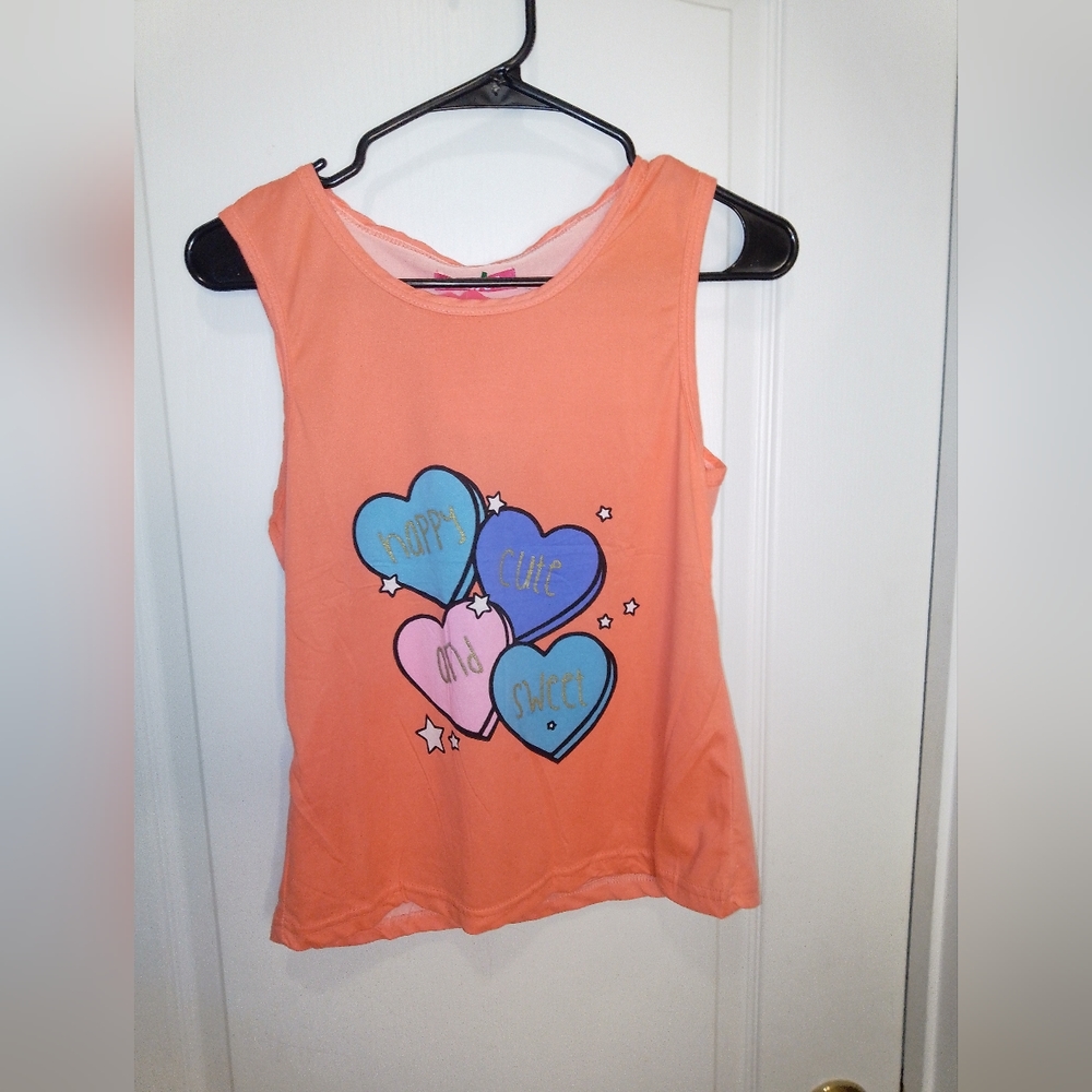 NWT /Cisne kids orange tank top with heart designs /small petite